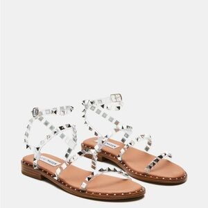 Steve Madden Silver Studded Tan Sandals